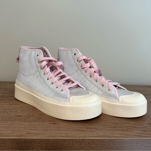 Adidas Originals Nizza Platform High Tops, Sz W8, Sneakers White Leather